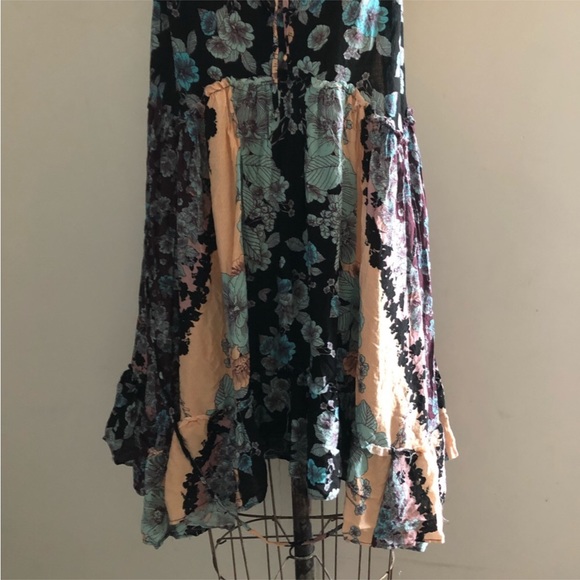 Free People] Purple Blue flower prints Cut edge Slip Dress - Picture 3 of 10